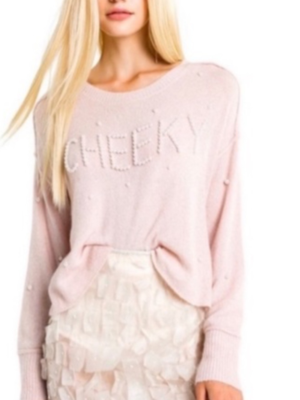 Wildfox Cheeky Embellished Crewneck Sweater - Light Pink Women’s M